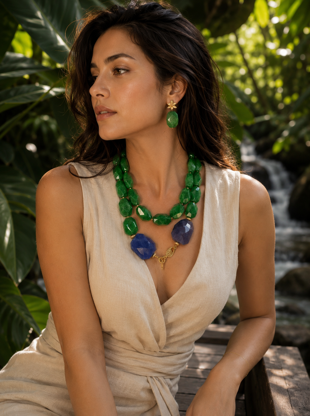 " ORIGEN "Double-Wrap Necklace and Earrings Set