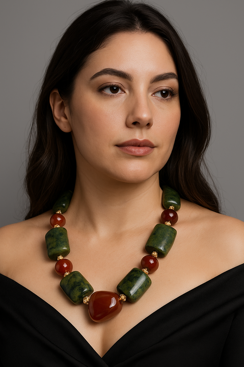 Collar “Fuego Imperial” – Ágata Borgoña & Crisocola