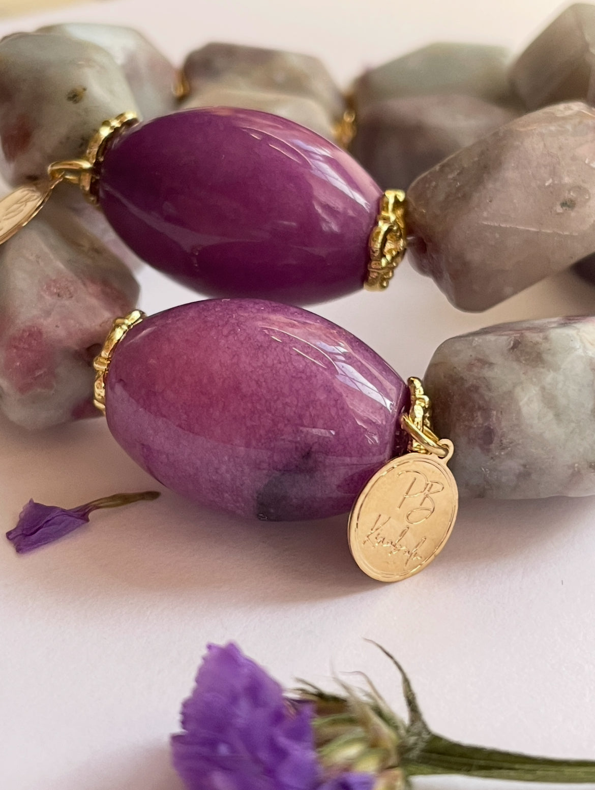 Pulseras “Mystic Lila” Jasper & Purple Agate Bracelet Set (Sold Separately)