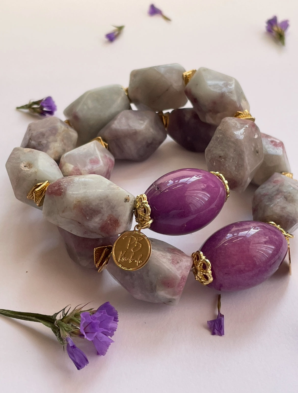 Pulseras “Mystic Lila” Jasper & Purple Agate Bracelet Set (Sold Separately)